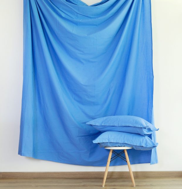Solid Cotton Bed Sheet Marine Blue - With 2 pillow covers