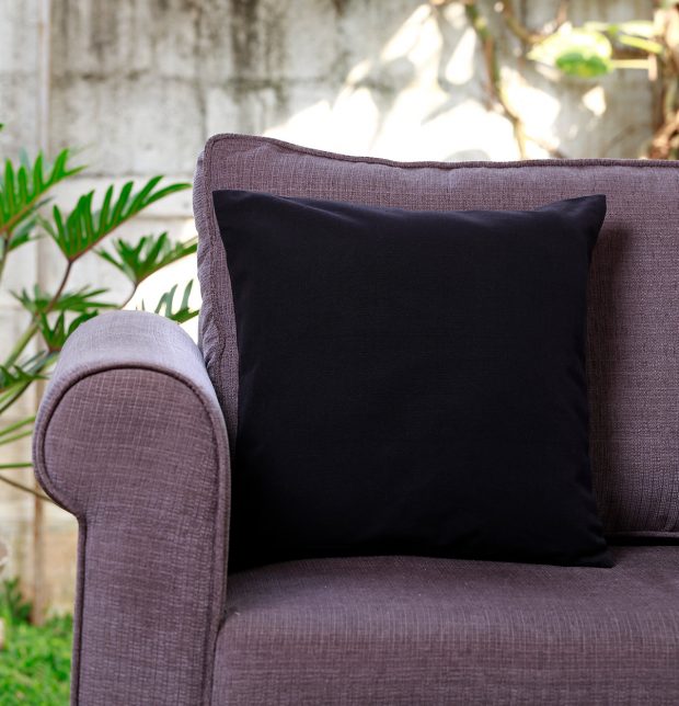 Solid Cotton Cushion Cover Black