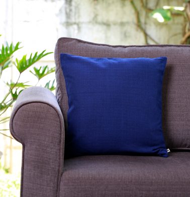 Solid Cotton Cushion cover Estate Blue 16″x16″