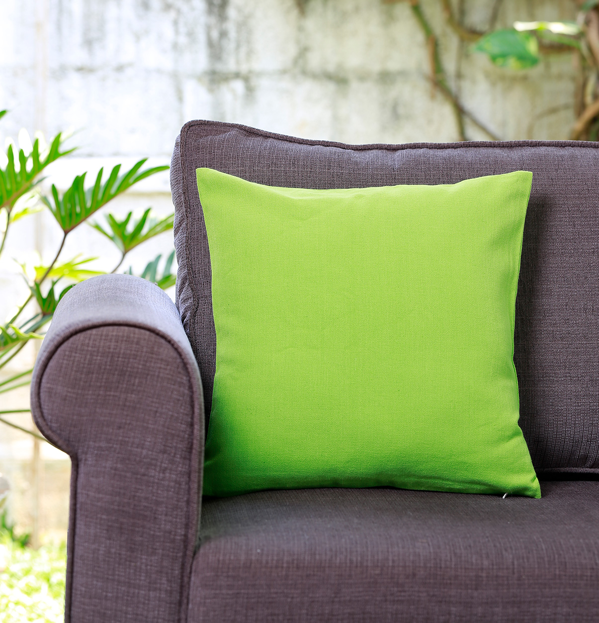 Solid Cotton Cushion cover Lime Green 16″x16″