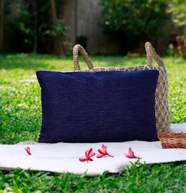 Textura Cotton Cushion cover Navy Blue 12″x18″