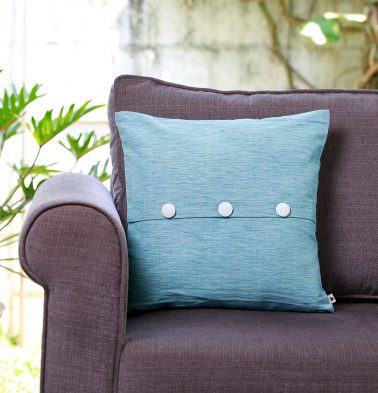 Textura Cotton Cushion Cover Teal Blue With Button 16x16