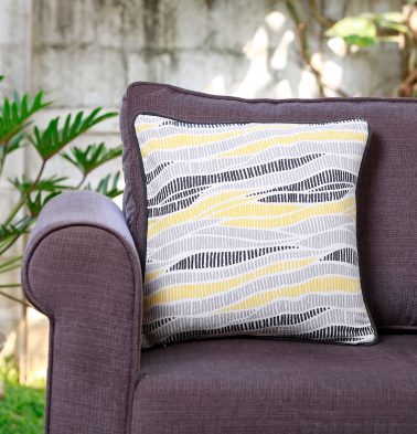 Wave Texture Cotton Cushion cover with piping Lemon Chrome 16x16