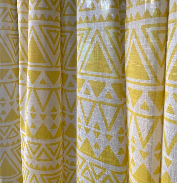 Magic Triangle Cotton Slub Sheer Fabric Yellow