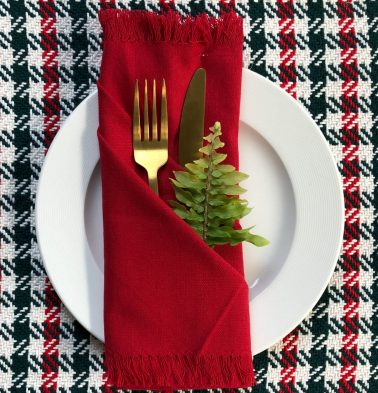 Solid Cotton Table Napkins With Fringes Cherry Red Set of 6