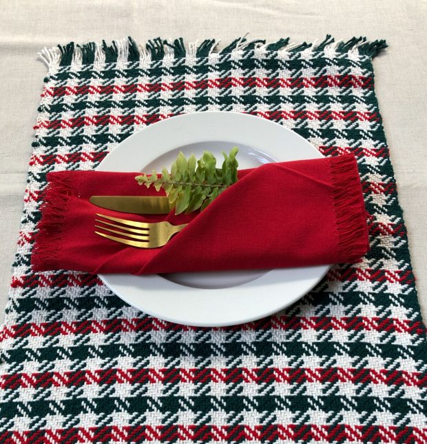 Solid Cotton Table Napkins With Fringes Cherry Red Set of 6
