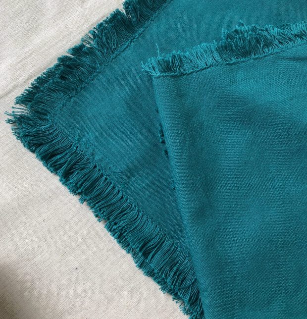 Solid Cotton Table Napkins With Fringes Deep Teal Set of 6