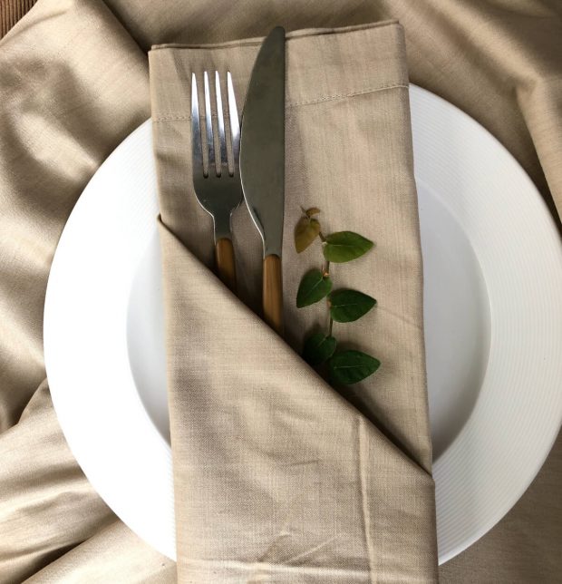 Solid Cotton Table Napkins Oatmeal Set of 6