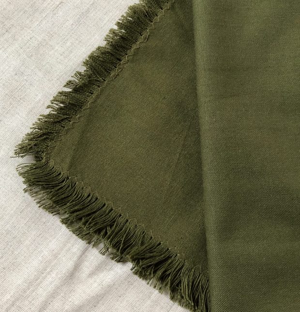 Solid Cotton Table Napkins With Fringes Avacado Green Set of 6