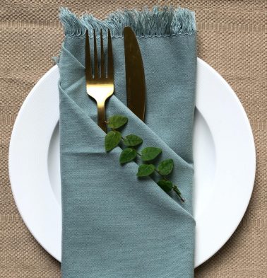 Solid Cotton Table Napkins With Fringes Mirage Grey Set of 6