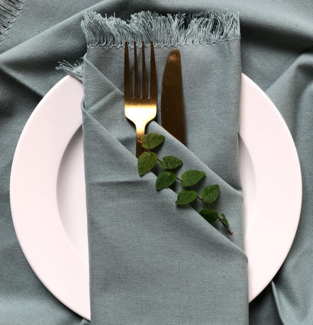 Solid Cotton Table Napkins With Fringes Mirage Grey Set of 6