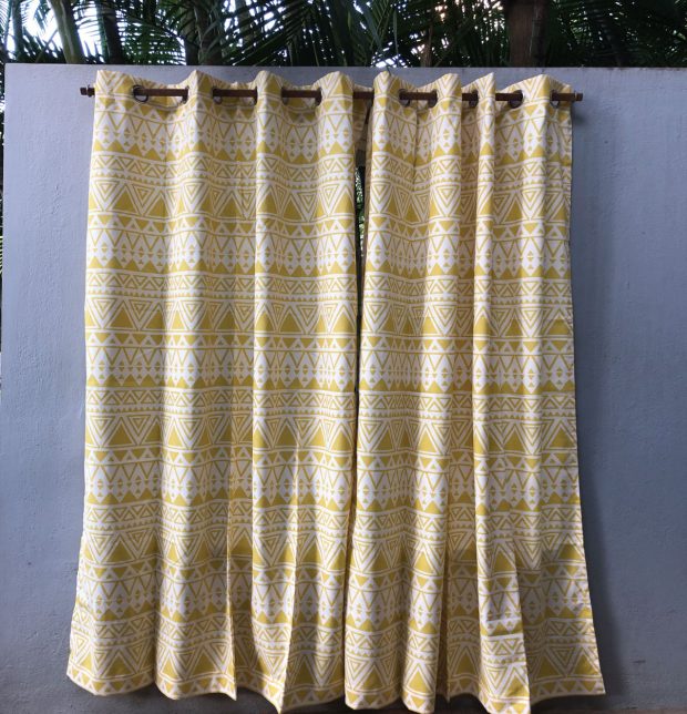 Customizable Curtain, Cotton - Magic Triangle - Yellow