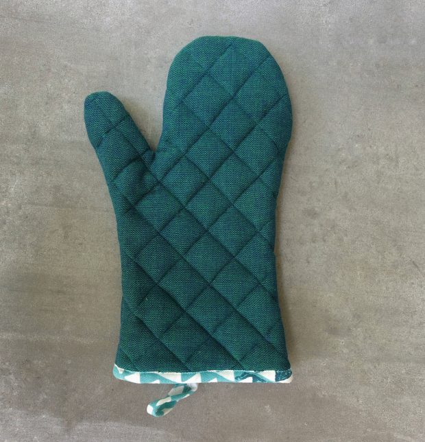 Chambray Cotton Mitts Ocean Depth Green