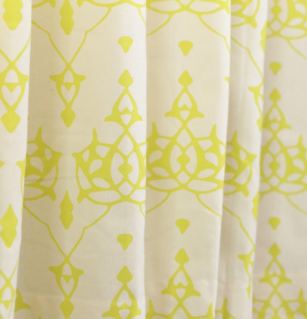 Arabic Chevron Cotton Curtain Lemon Green/Beige