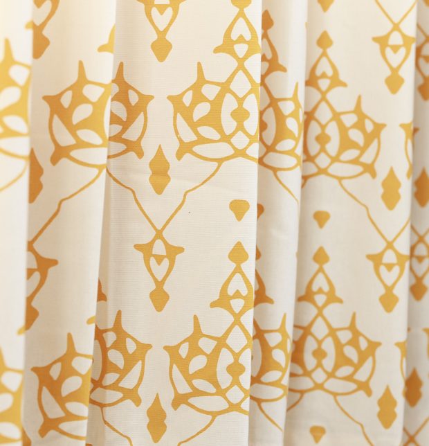 Customizable Curtain, Cotton - Arabic Chevron - Mustard/Beige