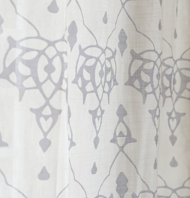 Arabic Chevron Slub Sheer Cotton Curtain Grey/Beige