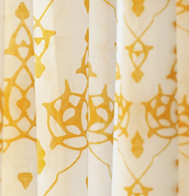 Arabic Chevron Cotton Slub Sheer Fabric Mustard / Beige