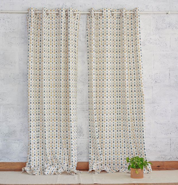 Customizable Curtain, Cotton - Aztec Arrows Yellow