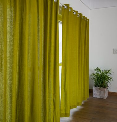 Customizable Curtain, Chambray Cotton – Apple Green