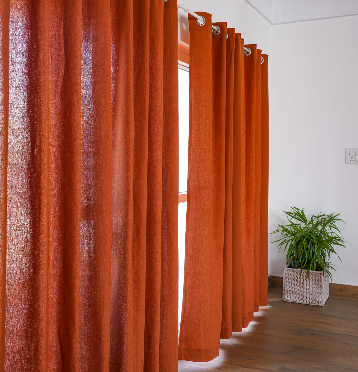 Chambray Cotton Curtain Apricot