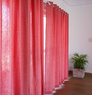Customizable Curtain, Chambray Cotton – Bittersweet Red