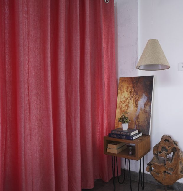 Customizable Curtain, Chambray Cotton - Bittersweet Red