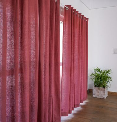 Customizable Curtain, Chambray Cotton – Chrysanthemum Pink