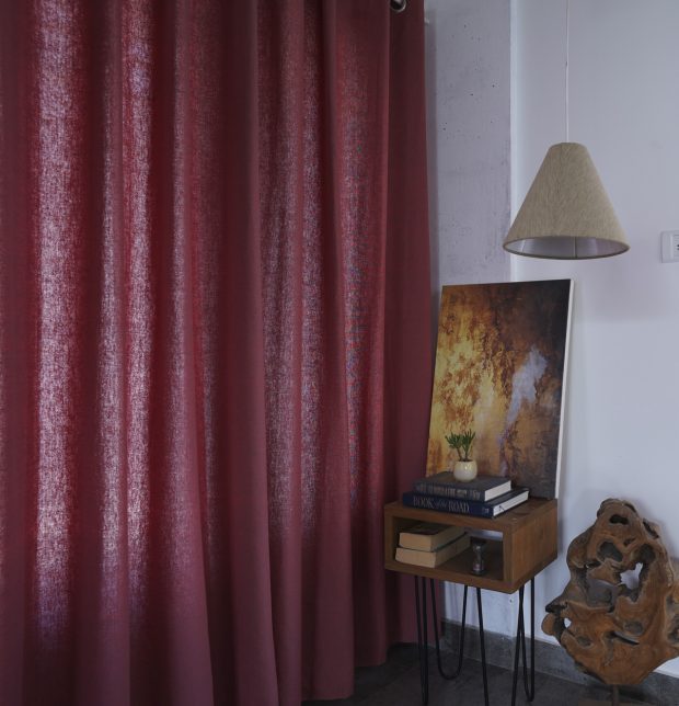 Customizable Curtain, Chambray Cotton - Chrysanthemum Pink