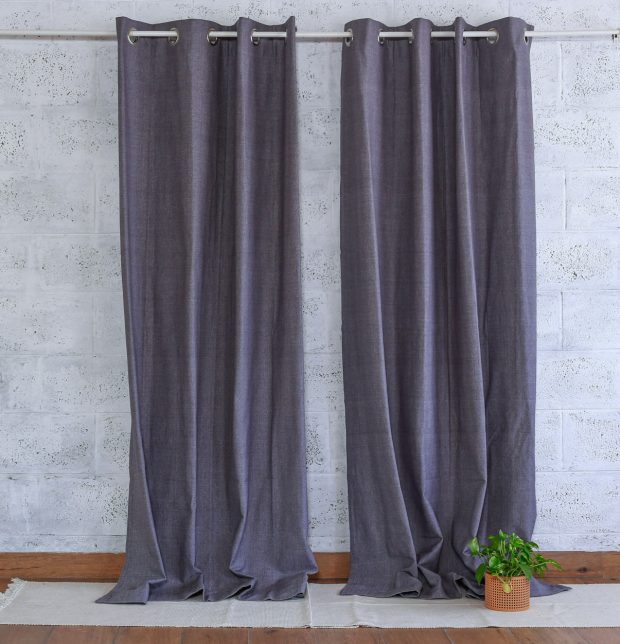 Customizable Curtain, Chambray Cotton - Drizzle Grey