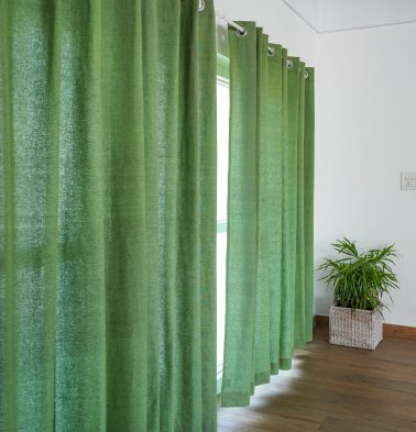 Customizable Curtain, Chambray Cotton – Fern Green