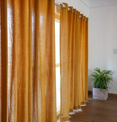 Customizable Curtain, Chambray Cotton – Mustard Yellow