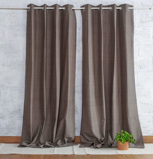 Customizable Curtain, Chambray Cotton - Nickel Grey