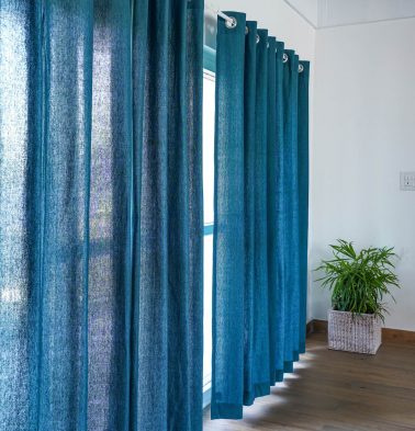 Customizable Curtain, Chambray Cotton - Ocean Depth Green