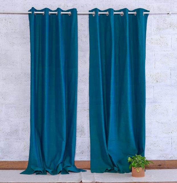 Customizable Curtain, Chambray Cotton - Ocean Depth Green