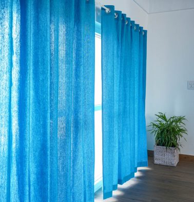 Customizable Curtain, Chambray Cotton - Scuba Blue
