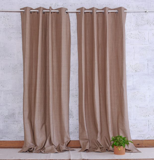 Chambray Cotton Curtain Sesame Beige