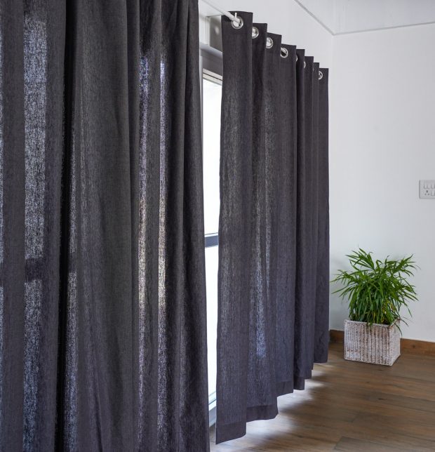 Chambray Cotton Curtain Urban Chic Dark Grey