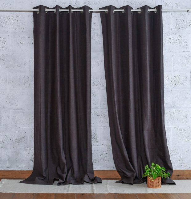 Chambray Cotton Curtain Urban Chic Dark Grey