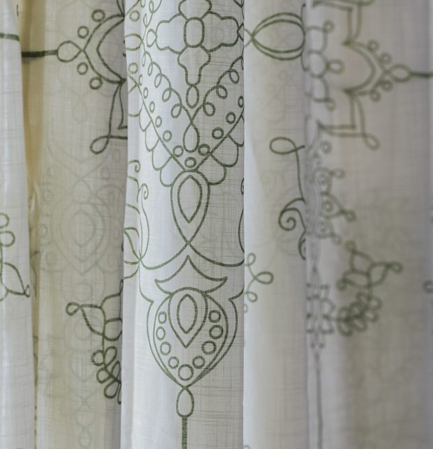 Classic Lines Slub Sheer Cotton Fabric Green/Beige