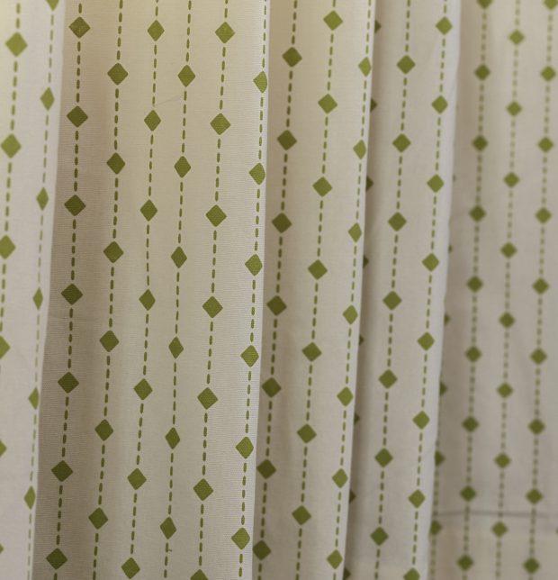Customizable Curtain, Cotton - Diamond Lines - Green