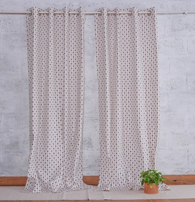 Customizable Curtain, Cotton - Diamond Lines - Violets
