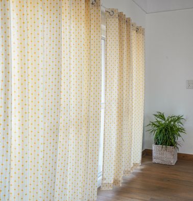 Customizable Curtain, Cotton – Diamond Lines – Yellow