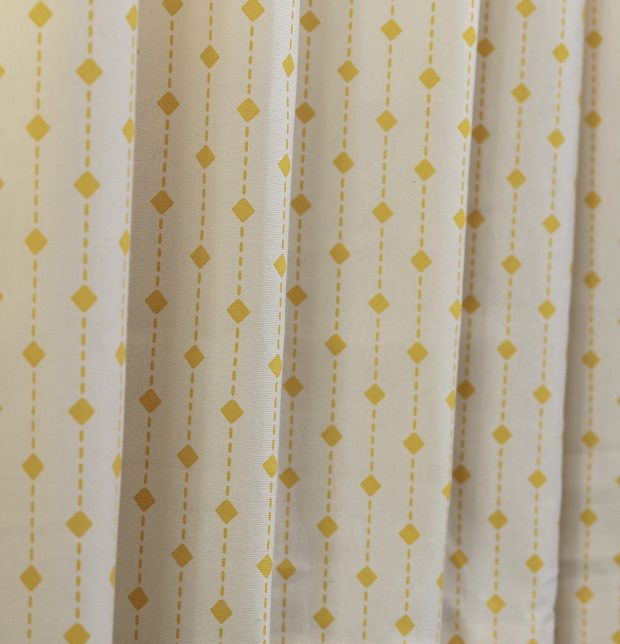 Diamond Lines Cotton Curtain Yellow