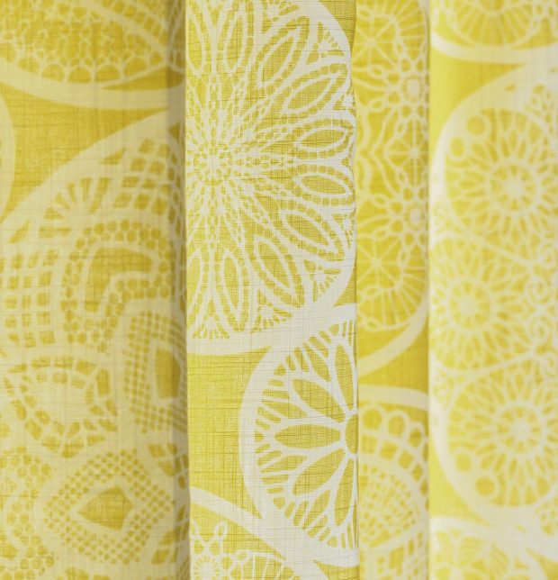 Customizable Slub Sheer Curtain, Cotton - Dreamcatcher - Yellow