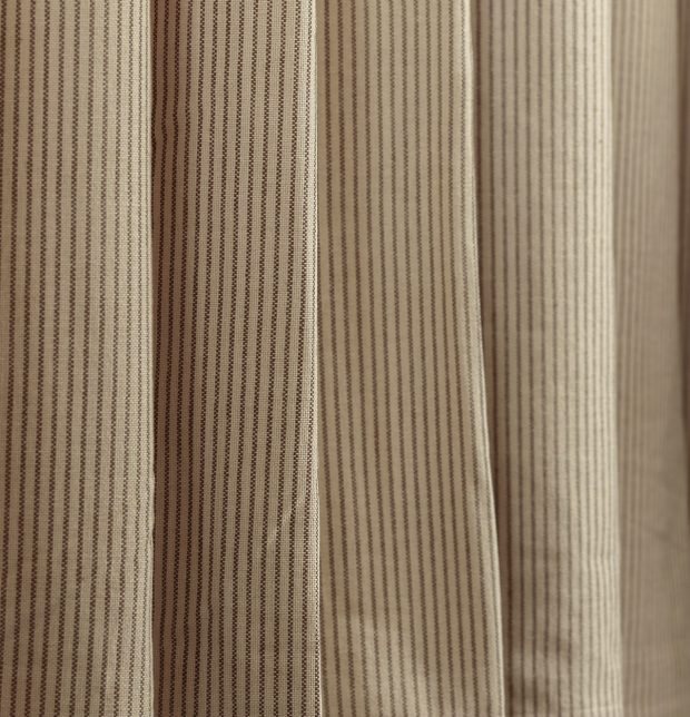 Fine Stripes Cotton Curtain Brown