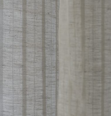 Fine Stripe Linen Semi Sheer Fabric Beige/White