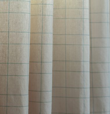 Green Checks Cotton Fabric Beige