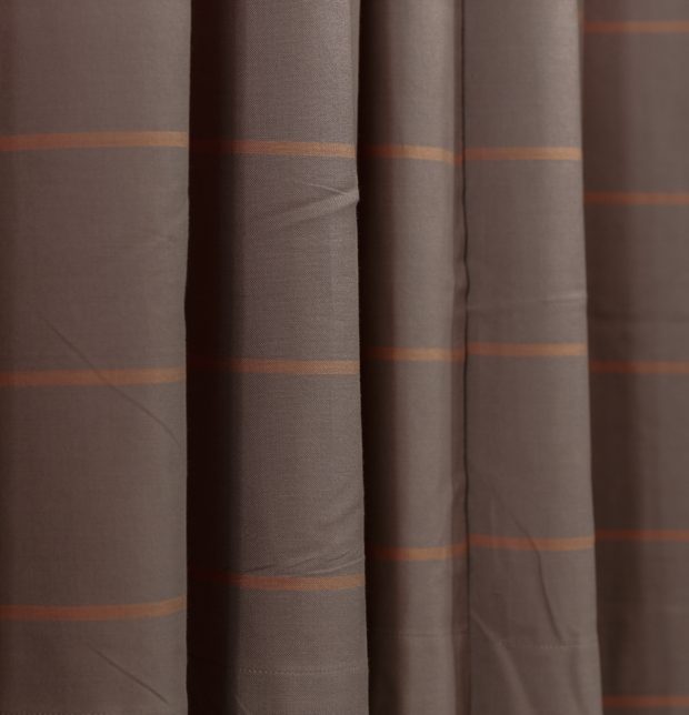 Customizable Curtain, Cotton - Horizontal Sunset Striped - Grey/Orange