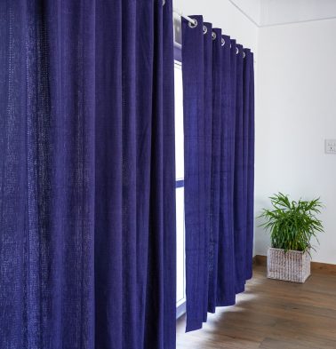 Customizable Curtain, Kadoor Cotton – Indigo Blue