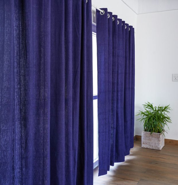 Customizable Curtain, Kadoor Cotton - Indigo Blue
